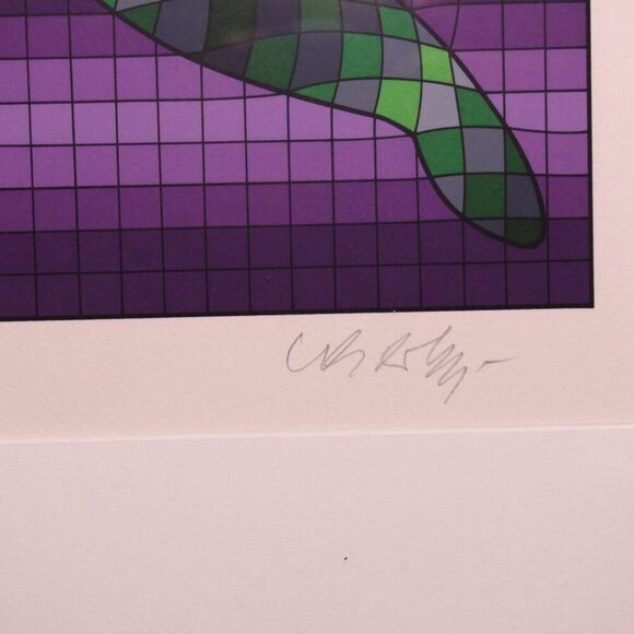 Victor Vasarely Tennis Player Signed & Numbered Limited Edition Serigraph Framed - Picture 7 of 10